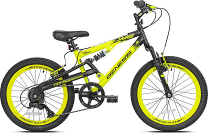 BCA Genesis 20 in Savage Boy's Mountain Bike, Yellow/Black, Aluminum Frame, 7-Speed Shimano - 82052