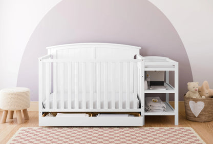 Storkcraft 5-in-1 Convertible Baby Crib & Changer, White - Steveston