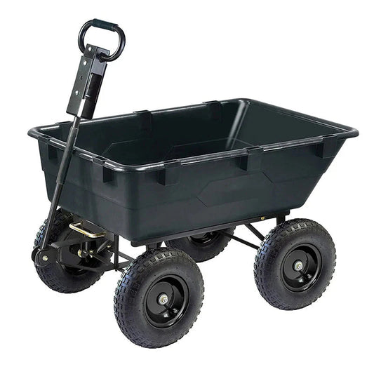 Heavy-Duty Garden Poly Dump Cart, 1,200 Pound Capacity, 40 Inch x 25 Inch Bed, Black - GOR866D