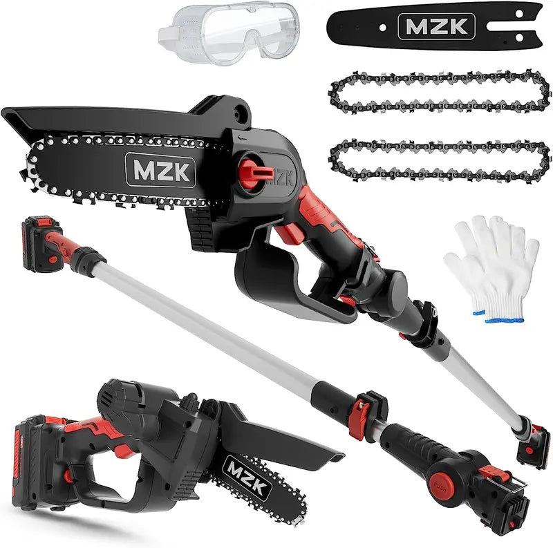 MZK 2-in-1 Cordless Pole Saw With Mini Chainsaw And 3 Replacement Chain