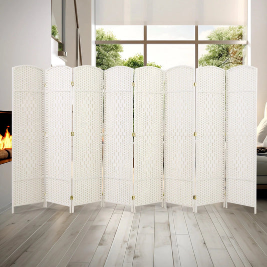 Freestanding Folding Woven Fiber Room Divider Privacy Screen - 6 Ft Tall