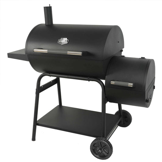 Expert Grill 28in Offset Charcoal Smoker Grill With Side Firebox - Black