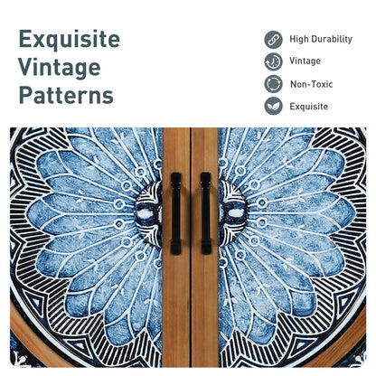 Vintage Storage Accent Cabinet With Drawers, Blue And White, 32 in L x 14.96 in W x 33.66 in H