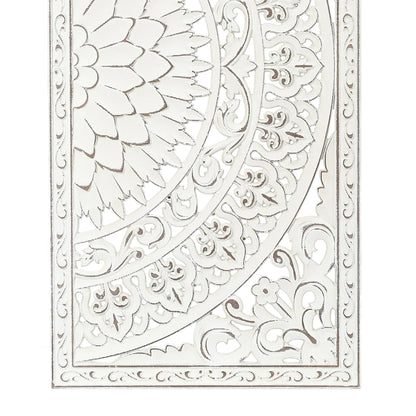 Set Of 2 Distressed Ivory White Wood Flower Wall Art With Black Accents - 33.1in H x 14.6in W